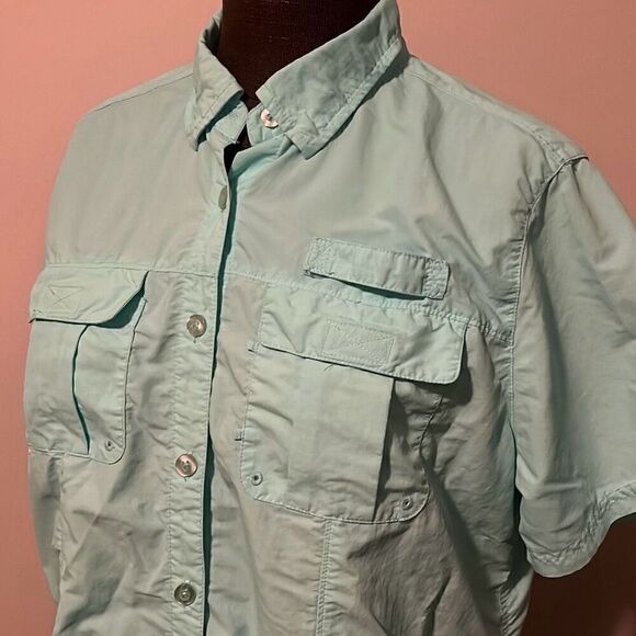 Swiss Alps Women's Blue Short Sleeve Button Down Fishing Shirt Size Medium - Picture 2 of 11